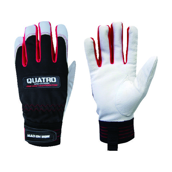 ミタニコーポレーション ミタニ 豚本革手袋(袖口マジックタイプ) QUATRO(クアトロ) 3Lサイズ 209623 1双 836-5842（直送品）