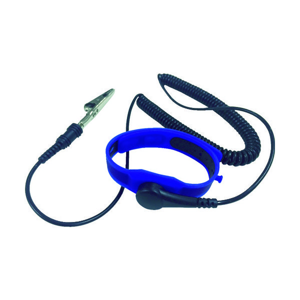 ブラストン 静電気対策用品 シリコンリストストラップ 青 コード全長68cm BSC-CH1502A25-B 1個 855-2074（直送品）