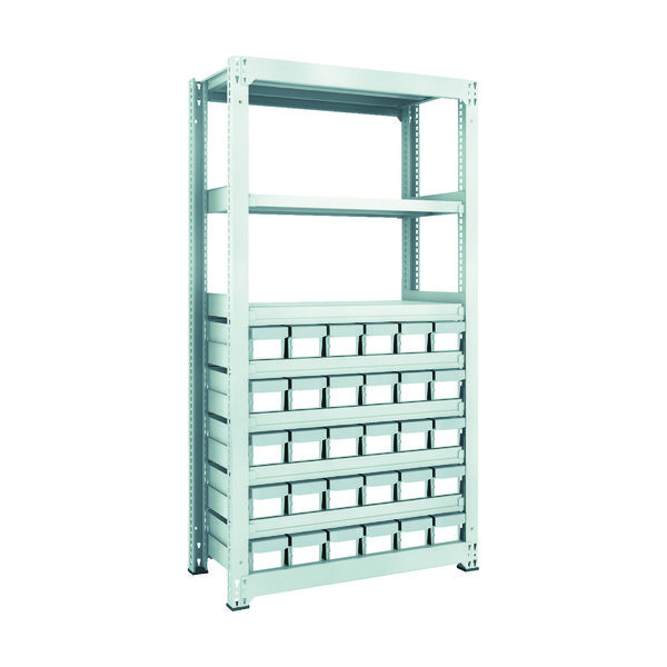 トラスコ中山 TRUSCO スチールラック M3型中量棚 H1800 樹脂NG引出付 小X30 M3-6358-E30 1台(1個)（直送品）