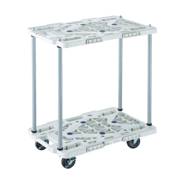 TRUSCO 樹脂製台車 2段式ルートバン 600X400 ハンドル無 4輪自在 ストッパー付 黒 MPK-6020JS-BK 1台（直送品）