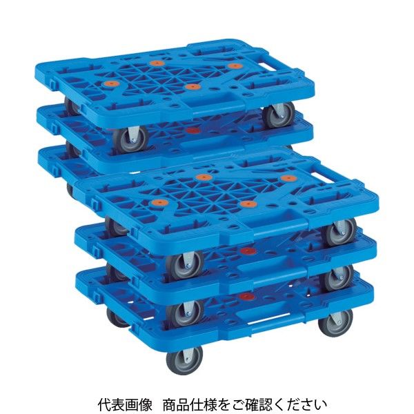 トラスコ中山 TRUSCO 樹脂製平台車 ルートバンメッシュタイプ 515X385 4輪自在 ストッパー付 青 MPK-500JS-B 1台（直送品）