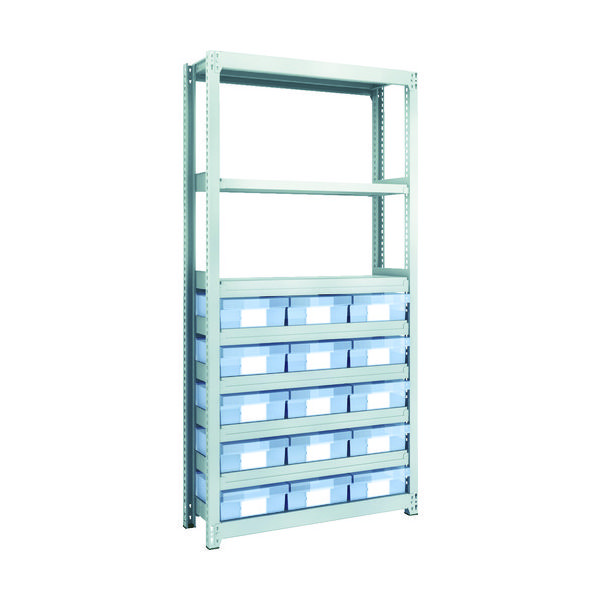 TRUSCO スチール製軽中量ボルトレス棚 M2型 樹脂透明引出付 W860×D300×H1800 大×15 M2-6338-D15（直送品）
