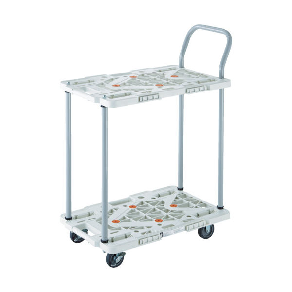 TRUSCO 樹脂製台車 2段式ルートバン 600X400 ハンドル付 4輪自在 ストッパー付 黒 MPK-6024JS-BK 1台（直送品）