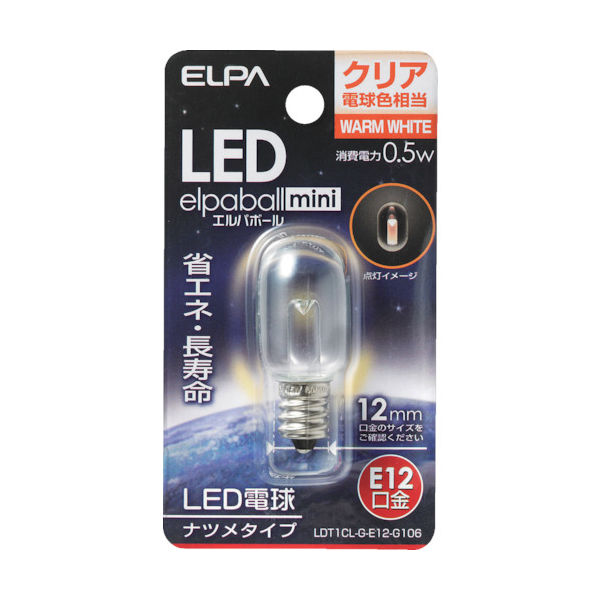朝日電器 ELPA LEDナツメ形E12 LDT1CL-G-E12-G106 1個 828-9964（直送品）