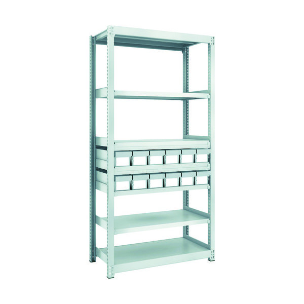 トラスコ中山 TRUSCO スチールラック M2型軽中量棚 H1800 樹脂NG引出付 小X12 M2-6347-E12 1台(1個)（直送品）