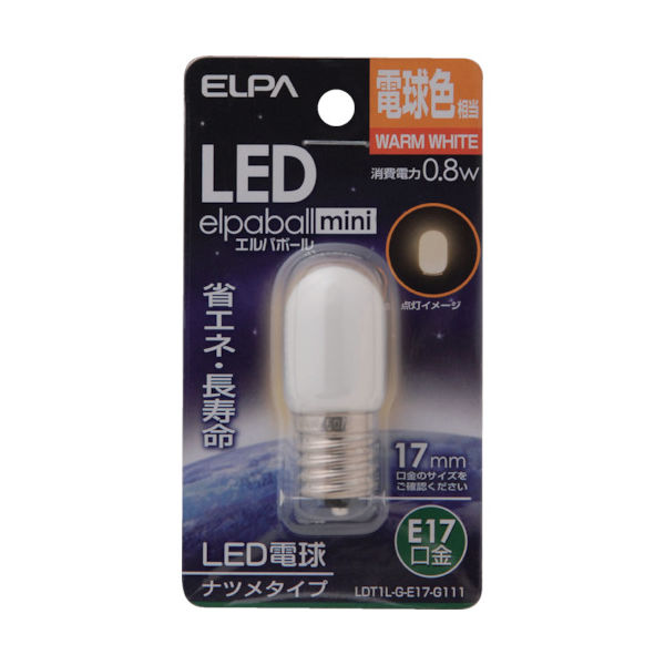朝日電器 ELPA LEDナツメ形E17 LDT1L-G-E17-G111 1個 828-9970（直送品）
