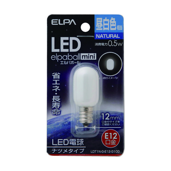 朝日電器 ELPA LEDナツメ形E12 LDT1N-G-E12-G100 1個 828-9961（直送品）