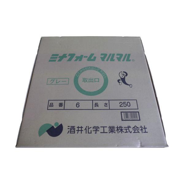 酒井化学工業 ミナ 弾性シーラントバックアップ材 ミナフォームマルマル #6 6mmφ×250m グレー MM-6G 1箱(1本)（直送品）