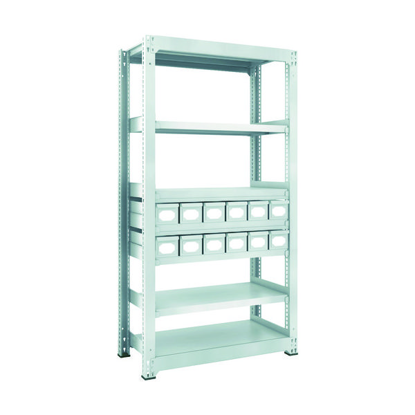 トラスコ中山 TRUSCO スチールラック M3型中量棚 H1800 スチール引出付 小X12 M3-6357-A12 1台(1個)（直送品）