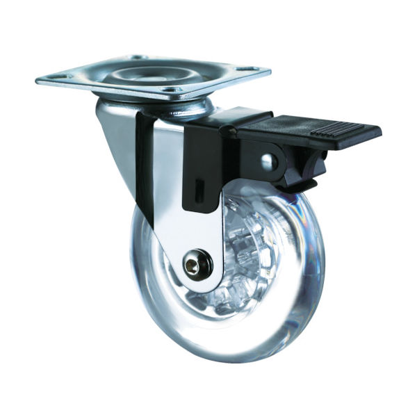 サムソンキャスター SAMSONG デザインクリアキャスター「Emma」 プレート 自在ストッパー付 EMMA-PS-75 1個（直送品）