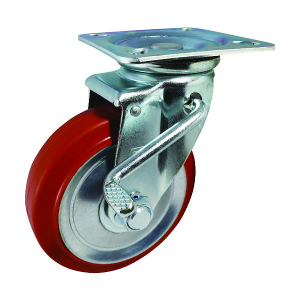 ヨドノ プレス製自在金具ブレーキ付赤ゴム車 75φ RWJB75 1個 835-3179（直送品）