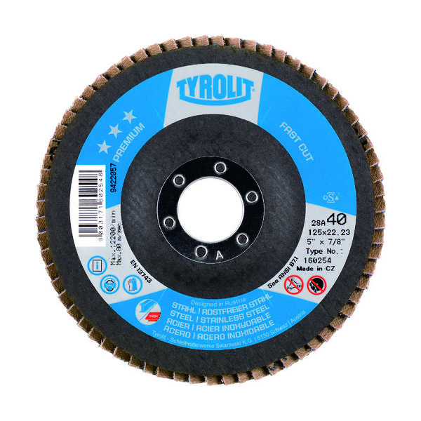Tyrolit フラップディスク ファストカット 125mm #40 160240 1セット(10枚) 836-7711（直送品）