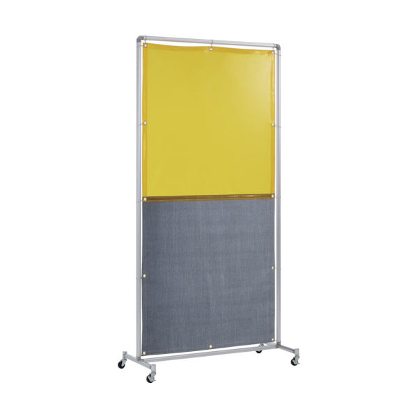 吉野 遮光火花兼用衝立(イエロー×A種シート)1×2 単体キャスター YS-12SC-Y-BW 1台 831-5237（直送品）