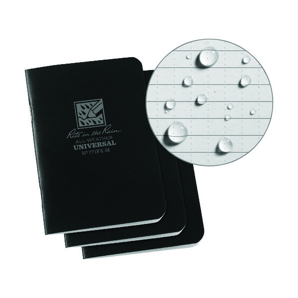 RITR 3 1/4X4 5/8 ミニステイプルノートブック(3冊セット)フニバーサル・ブラック 771FX-M 1セット(3冊)（直送品）