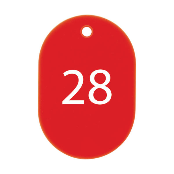 オープン工業 OP 番号札 小 番号入り26~50 赤 (25枚入) BF-71-RD 1箱(25枚) 835-5214（直送品）