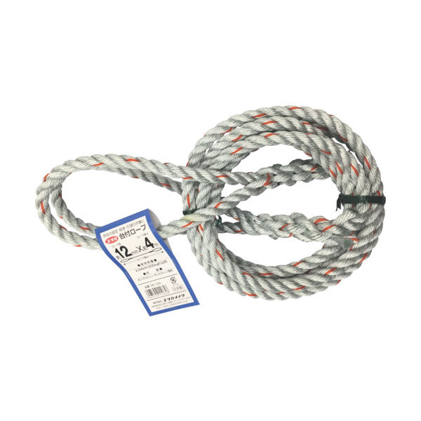 ユタカメイク 台付ロープ PE&PP混紡ロープ 12mmX4m DR-124 1本 855-2743（直送品）