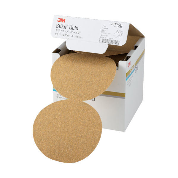 スリーエム ジャパン 3M スティキット ゴールドディスクロール 穴なし #60 125mm径 DR 60 GOL 1箱(125枚)（直送品）