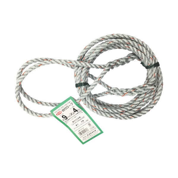 ユタカメイク 台付ロープ PE&PP混紡ロープ 9mmX4m DR-94 1本 855-2738（直送品）
