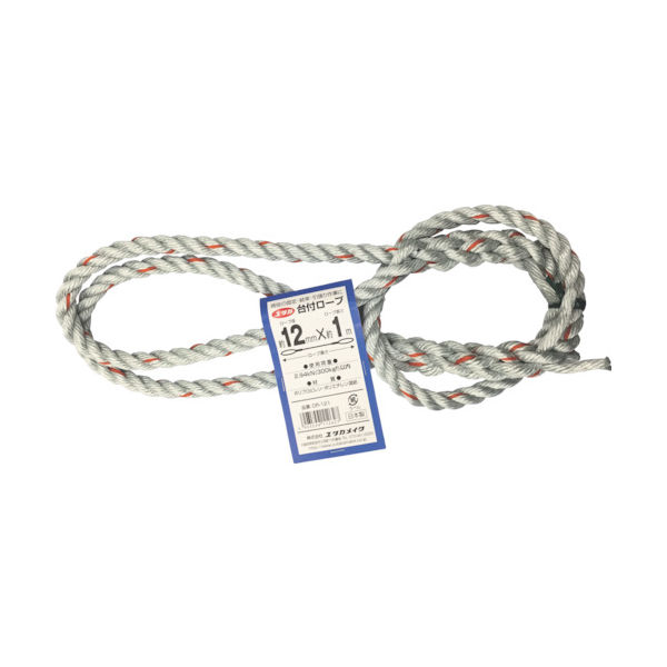 ユタカメイク 台付ロープ PE&PP混紡ロープ 12mmX1m DR-121 1本 855-2740（直送品）