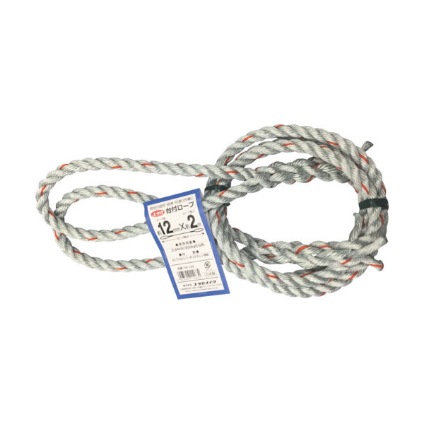 ユタカメイク 台付ロープ PE&PP混紡ロープ 12mmX2m DR-122 1本 855-2741（直送品）