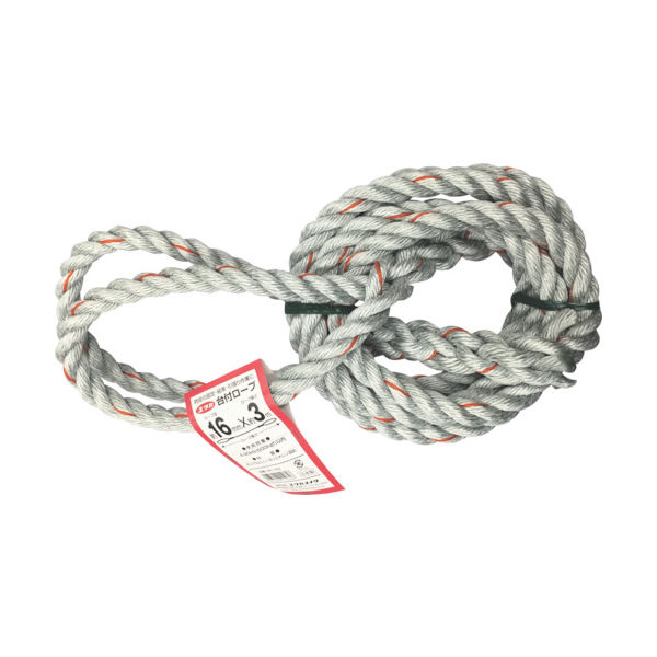 ユタカメイク 台付ロープ PE&PP混紡ロープ 16mmX3m DR-163 1本 855-2747（直送品）