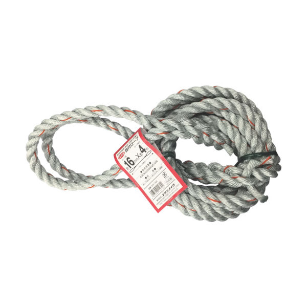 ユタカメイク 台付ロープ PE&PP混紡ロープ 16mmX4m DR-164 1本 855-2748（直送品）