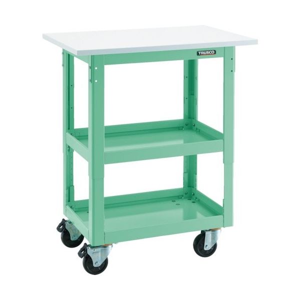 トラスコ中山 TRUSCO ツールワゴン ドルフィン 高さ調節式 天板付 4輪自在 ホワイト DLWS-A973TJ-W 1台（直送品）