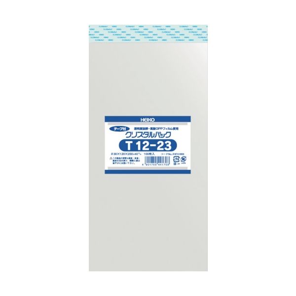 シモジマ HEIKO OPP袋 テープ付き クリスタルパック T12ー23 100枚入り 6741600 T12-23 1袋(100枚)（直送品）