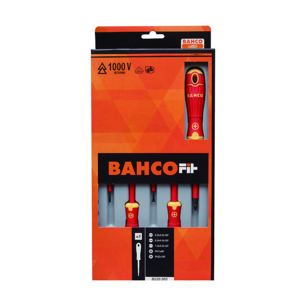 スナップオン・ツールズ バーコ FIT絶縁ドライバー5本セット B220.005 1セット 837-0135（直送品）