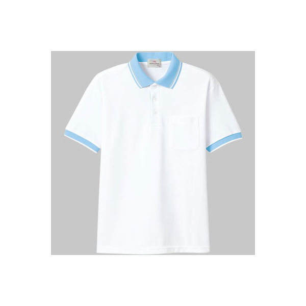 明石スクールユニフォームカンパニー 半袖ポロシャツ UZT273EA ホワイト×サックス EL 1着（直送品）