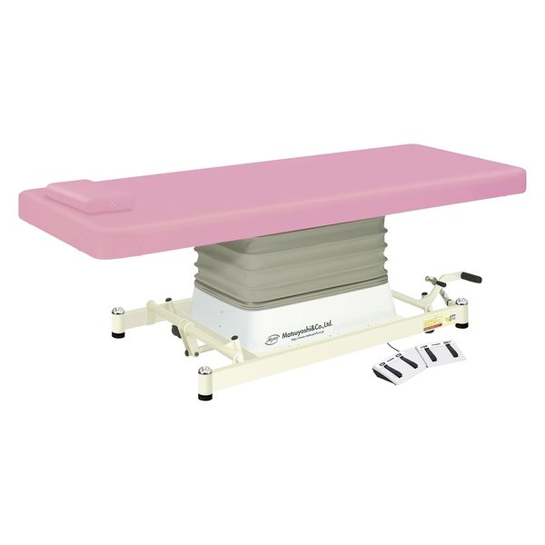 マイスコ電動診察台 垂直電動タイプ（ステップレバー付） ピンク MY-J300SL 松吉医科器械 　（直送品）