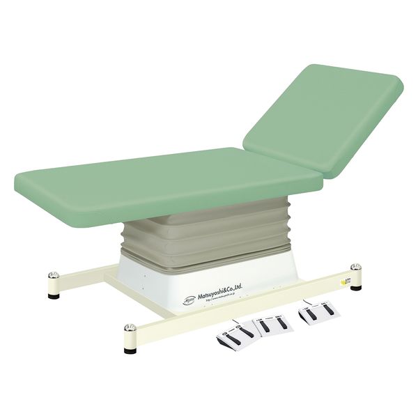 マイスコ電動診察台 垂直電動タイプ（電動背上/メモリー機能付） ライトグリーン MY-J500GU 松吉医科器械（直送品）