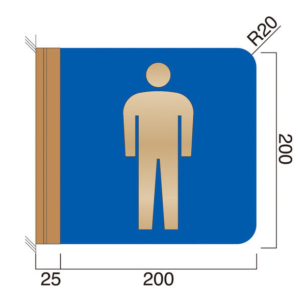フジタ 突出型木製サイン FWYA200R ピクト 男性トイレ104 26-2503（直送品）