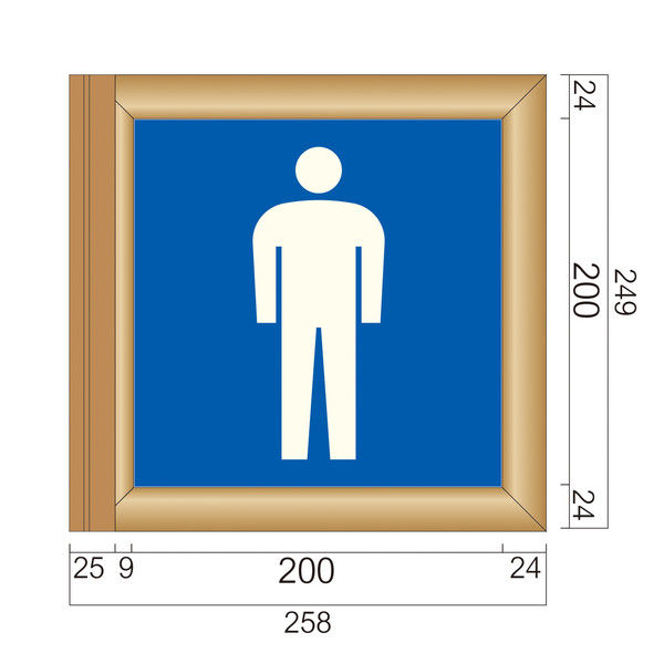 フジタ 突出型木製サイン TWY200 ピクト 男性トイレ104 81-2001（直送品）