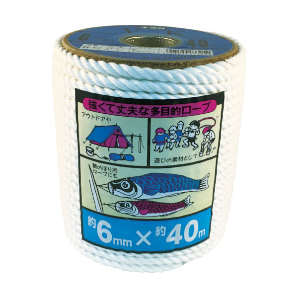 ユタカメイク ビニロンロープボビン巻 6φ×40m RV41 1巻 829-1185（直送品）