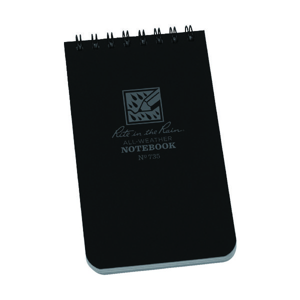 Rite in the Rain RITR 3X5 トップスパイラル ノートブック ユニバーサル ブラック 735 1冊 835-3889（直送品）