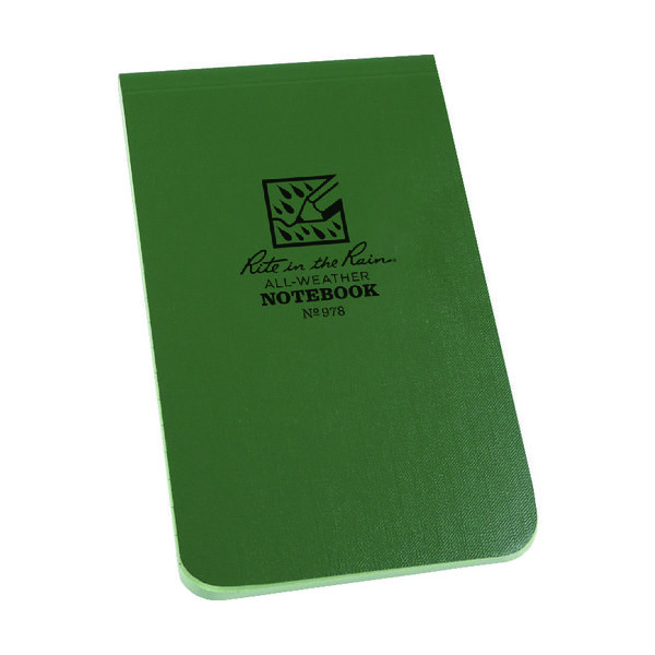 Rite in the Rain RITR 3 X 5 1/4 ソフトカバーブック 縦開きタイプ グリーン 978 1冊 835-3971（直送品）