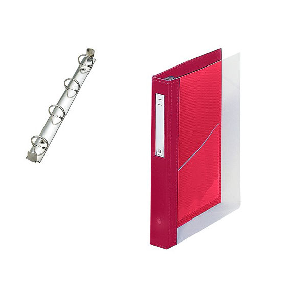 LIHIT LAB. カルテブック(クリヤー) 4穴タイプ レッド HB447-5 1冊 7-3147-05（直送品）
