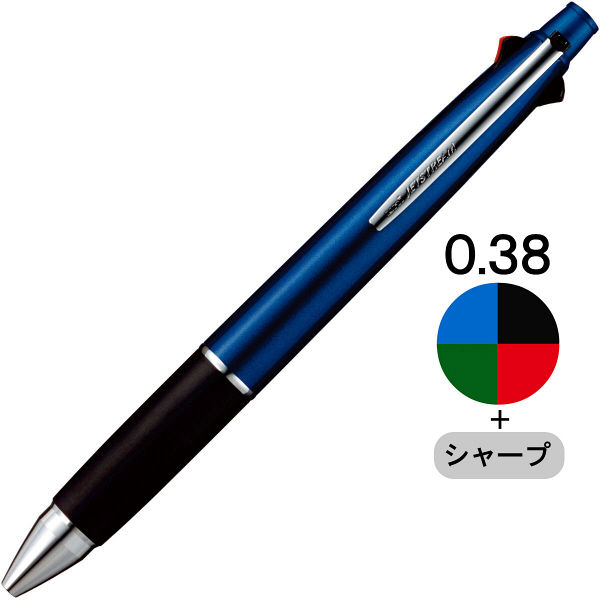 ジェットストリーム4u00261 多機能ペン 0.38mm ネイビー軸 紺 4色+シャープ MSXE5100038.9 三菱鉛筆uni - アスクル