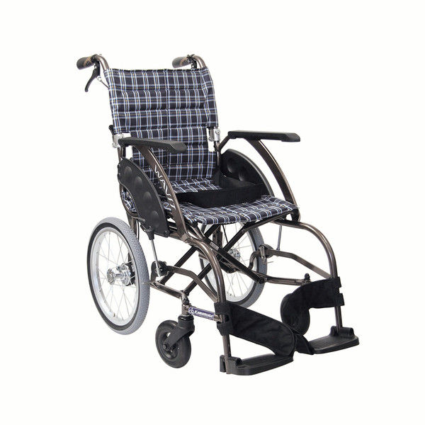 カワムラサイクル 車いす（介助用） ウェイビット 濃紺チェックA-13 WA16-42A（直送品）