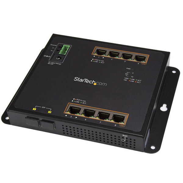 GbE対応マネージスイッチ　8ポートPoE+/2ポートSFP　IES101GP2SFW　1個　StarTech.com（直送品）