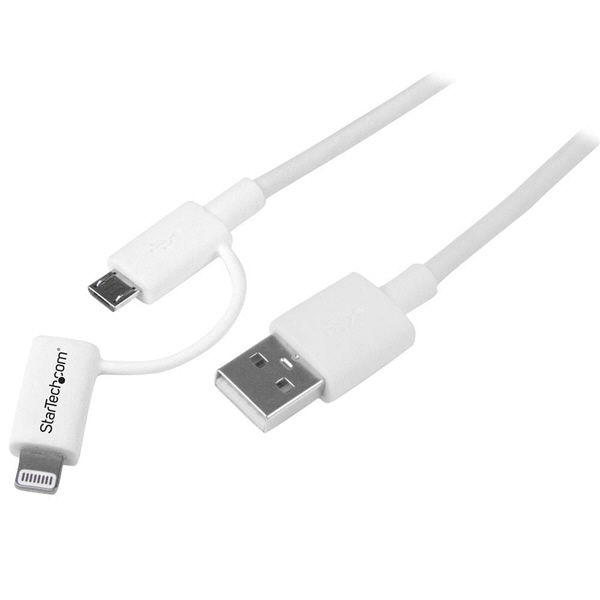 Lightning/ Micro USB - USBケーブル　LTUB1MWH　1個　StarTech.com（直送品）