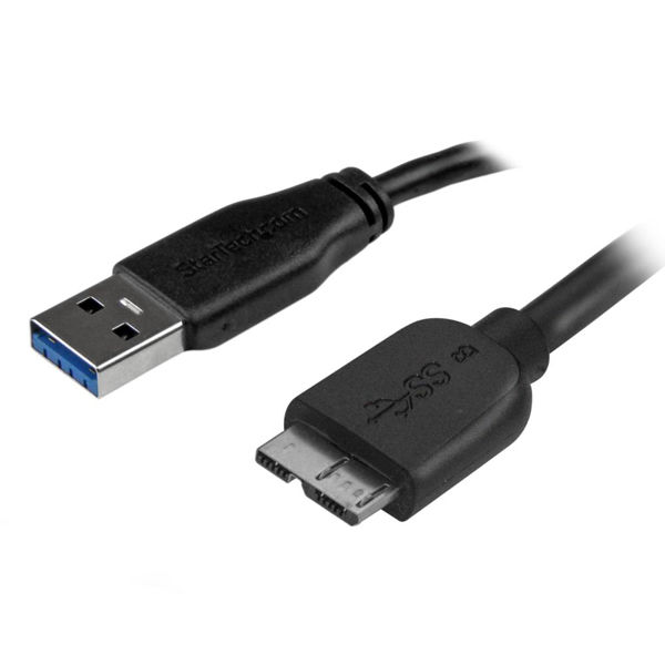 Startech.com Micro USB 3.0 スリムケーブル A(オス) - マイク USB3AUB15CMS 1個 - アスクル