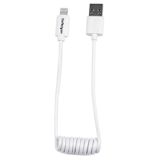 Lightning-USBカールコード 30cm ホワイト　USBCLT30CMW　1個　StarTech.com（直送品）
