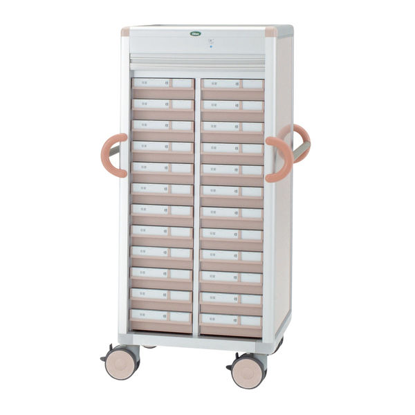 与薬カート Lタイプ（24床用） ピーチ トレー数：YT-11×8コ YS-02×1コ CUA4-ALS21224A サカセ化学工業（直送品）