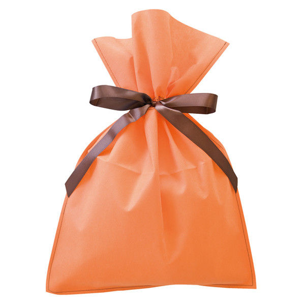 ヘッズ 不織布リボン付きバッグオレンジ-L HFO-RBL 1セット（50枚：10枚×5パック）（直送品）