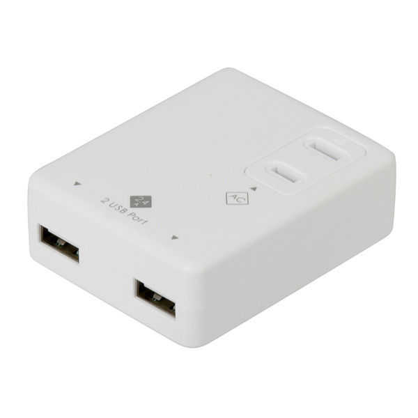 ナカバヤシ AC付2．4A 2ポート USB充電器 ホワイト TAP-U002W 1個（直送品）
