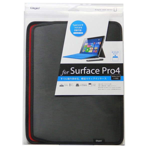 ナカバヤシ Surface Pro/Pro4用スリップインケース 横入れ ブラック TBC-SFPY1503BK 1個（直送品）