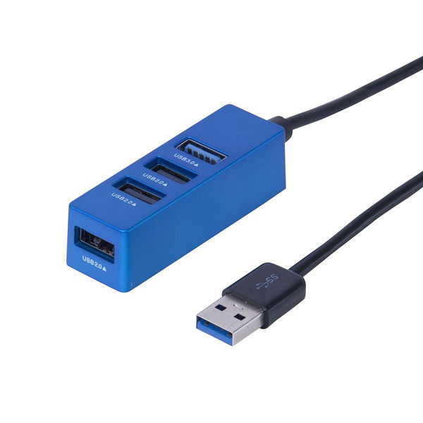 ナカバヤシ USBハブ（USB HUB） USB3.0+2.0 4ポートハブ ブルー 0.6m UH-3074BL 1個（直送品）