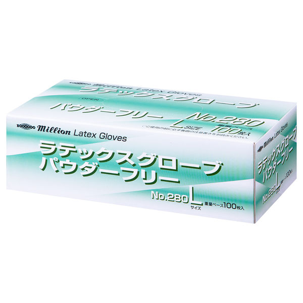 共和　ミリオン ラテックスグローブ No.280　パウダーフリー　Lサイズ　LH-N652-L　1箱（100枚入）（使い捨てグローブ）